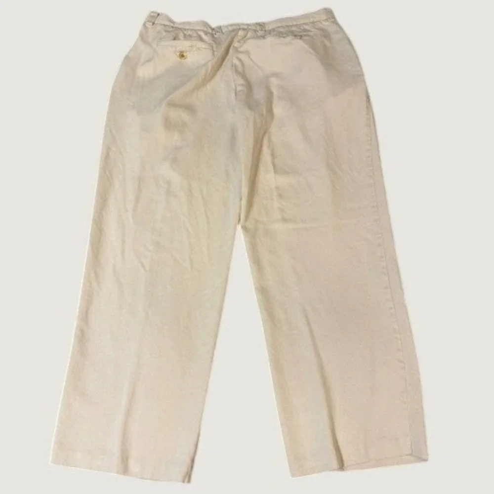Tommy Bahama Mens 38x30 Cream 100% Silk Pleated Relaxed Wide Leg Trousers Pants